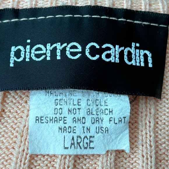 Pierre Cardin Peach/Pink Ribbed Cotton Crew Neck Short Sleeve Sweater, Sz Large - Picture 6 of 8